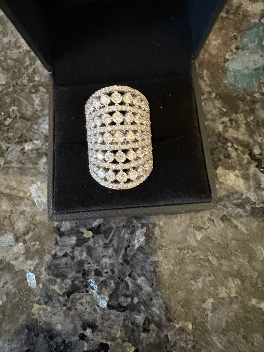 Crystal Pavé Dome Ring in Silver Tone